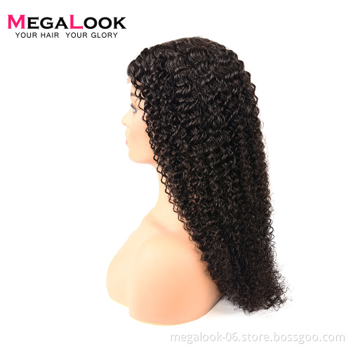 Free Shipping Discounts Natural Color 4*4 210% Density Brazilian Kinky Curly Human Hair Lace Closure Wig